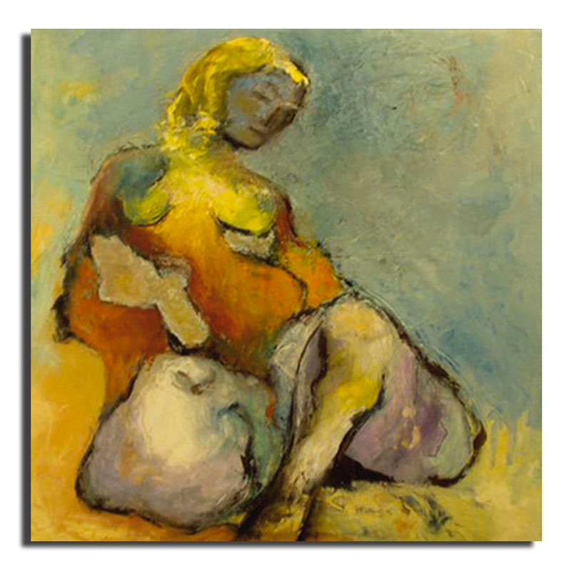 Maternité Huile sur toile 70 x 70 cm, encadré (Réservé)