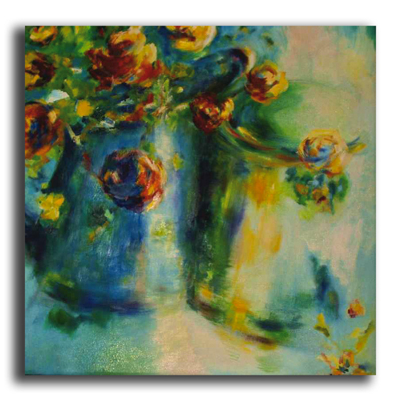 Roses Huile sur toile 80 x 80 cm (Réservé)