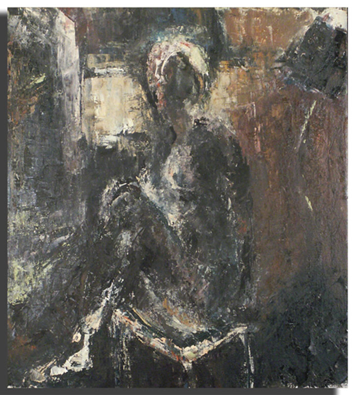 Femme assise noire Huile sur toile 46 x 54 cm (Réservé)